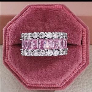 Silver 925 thick s pink Cubic zirconia band